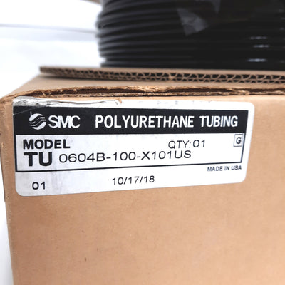 New SMC TU0604B-100-X101US Polyurethane Tubing, 6mm OD, 4mm ID, Black, 100m