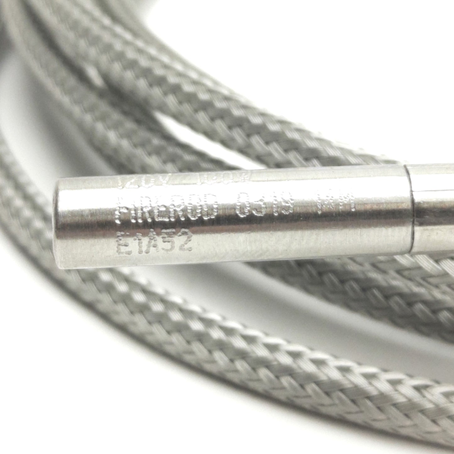 Used Watlow E1A52 Firerod Cartridge Heater 1/4" x 1", 120V 100W, 10Ft Braided Lead