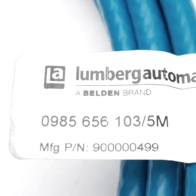 New Lumberg Automation 0985 656 103/5M Ethernet Cable, M12 8-Pin Male to RJ45, 5M