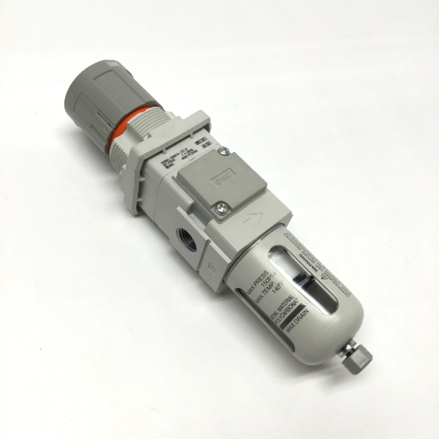 Used SMC AWG20-N02G1H-CZ-B Filter/Pressure Regulator 1/4" NPT, 5µm, 7-125psi