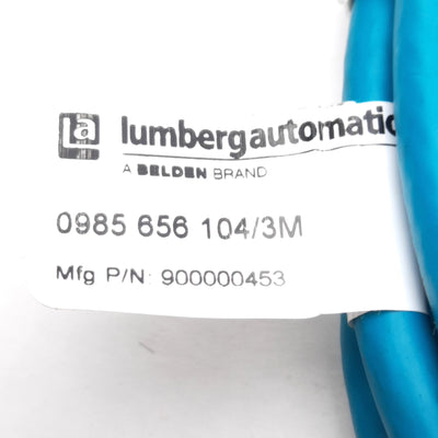 New – Open box Lumberg Automation 0985 656 104/3M Ethernet Cable M12 8-Pin Female to RJ45, 3m