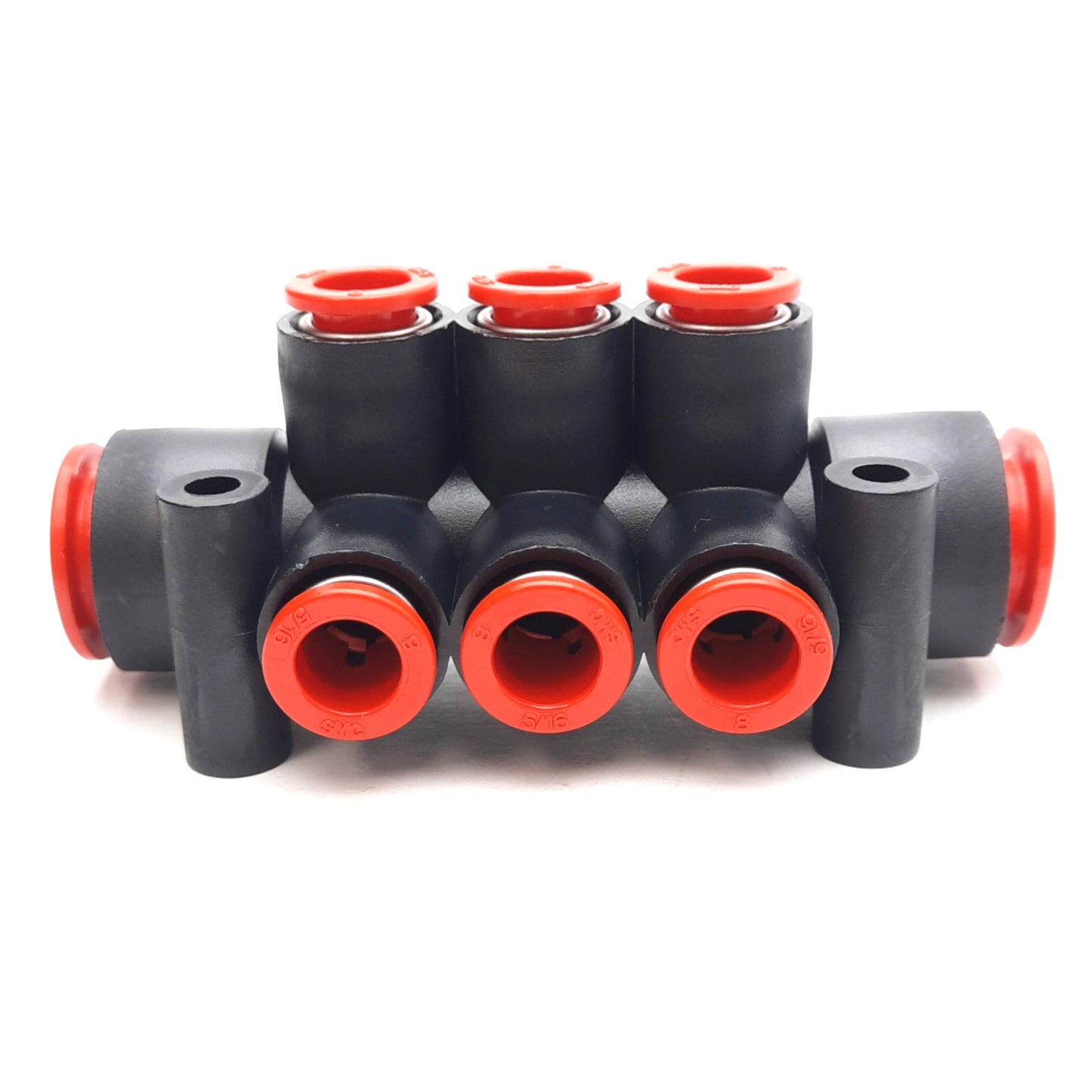 New Lot of 2 SMC KM11-09-13-6 Fitting Manifold, 1/2in and 5/16in P2C Ports, 1.0MPa