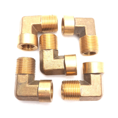 New – Open box Lot of 5 Epco 28262 Forged Reducing 90 Deg Street Elbow Brass, 1/4FIP to 3/8MIP