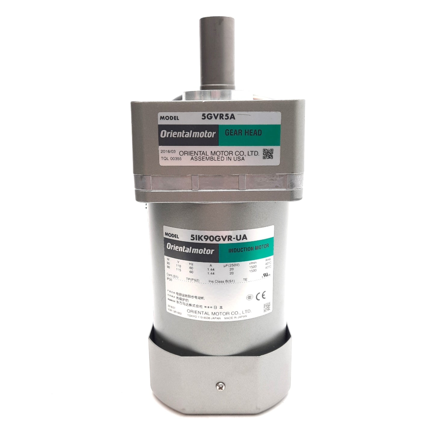 New Oriental Motor 5IK90UA-100A Induction Motor & Gearhead, 5:1 90W 110-115VAC 1.44A