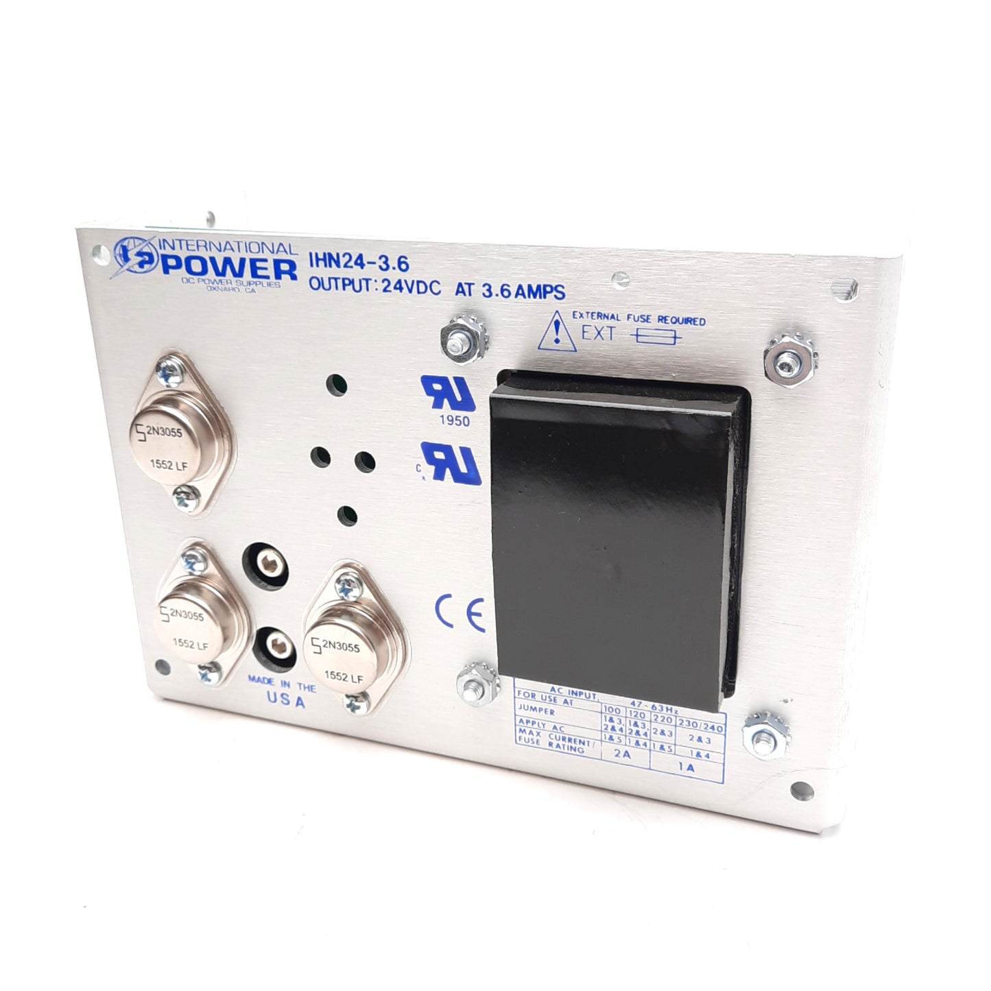 New International Power IHN24-3.6 Power Supply 100-240VAC In, 24VDC 3.6A Out