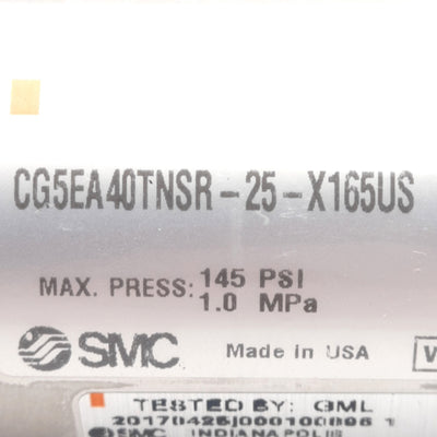 New SMC CG5EA40TNSR-25-X165US Pneumatic Cylinder ø40mm Bore, 25mm Stroke, 1/8in NPT