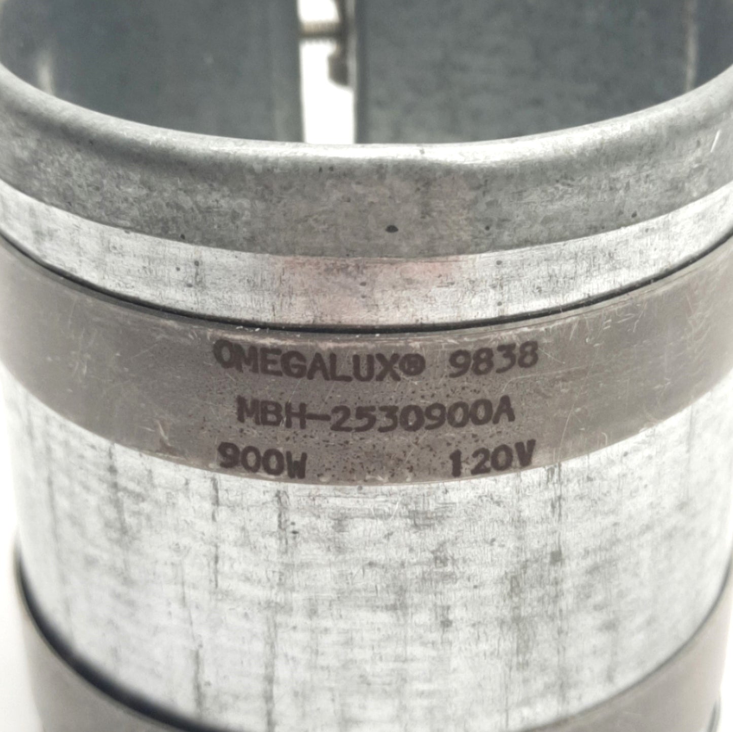 Used Omegalux MBH-2530900A/120 Band Heater Ø2.5" x 3", 900W, 120V AC, Braided Leads