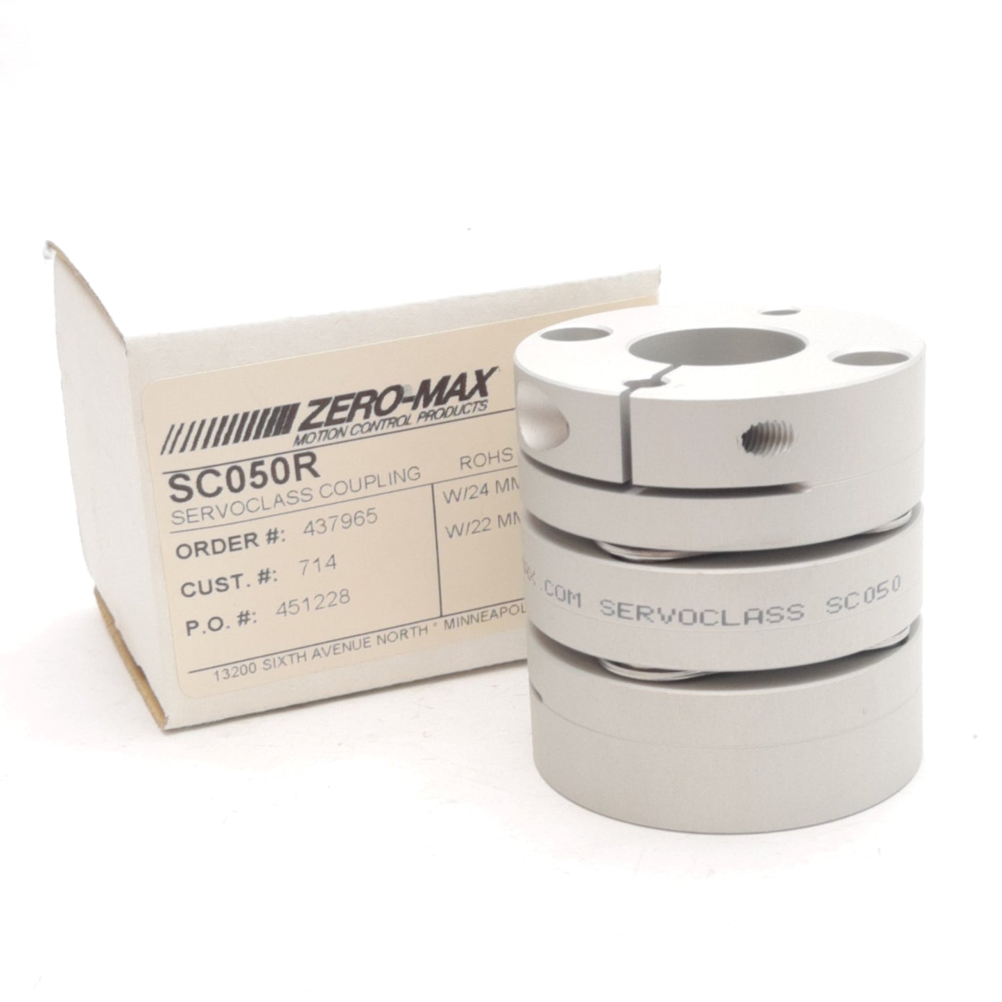 New Zero-Max SC050R Servoclass Coupling, ø24mm to ø22mm Bore, 221in-lbs Torque