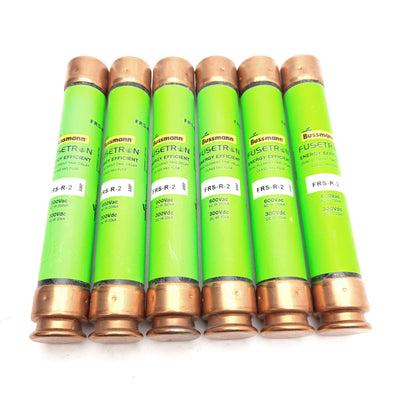 New – Open box Lot of 6 Bussmann FRS-R-2 Fusetron Dual-Element Time-Delay Fuse 600VAC/300VDC 2A