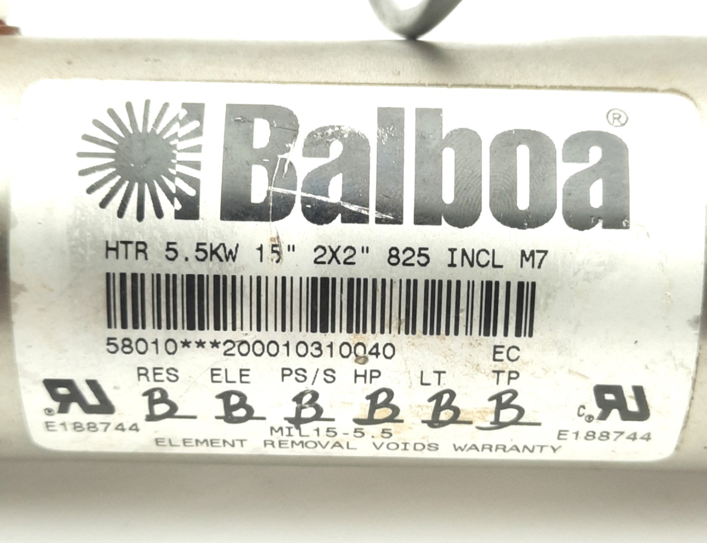 Used Therm Products 58010 Balboa Rite-Fit Flo-Thru SUV/M7 Spa Heater 5.5KW, 15" x 2"
