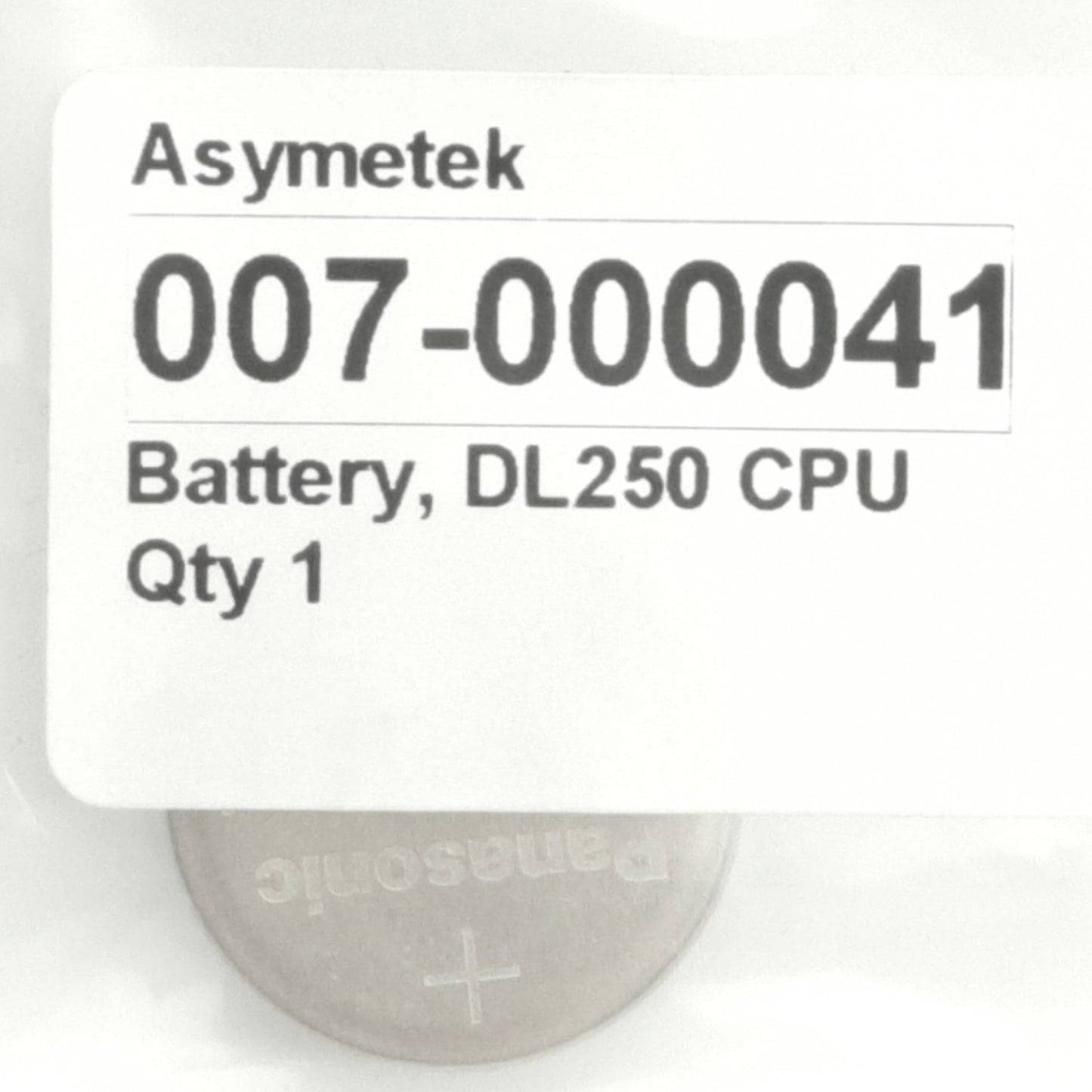 Used Asymetek 007-00041 DL250 CPU Battery , 3V DC, Ø23mm x 5.4mm