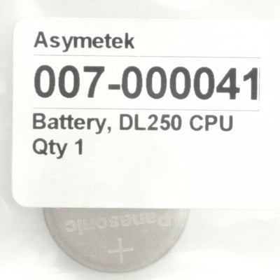 Used Asymetek 007-00041 DL250 CPU Battery , 3V DC, Ø23mm x 5.4mm