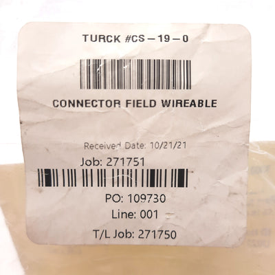 New Turck CS-19-0 Field Wireable Connector, M23 19-Pin Male Straight, Metal Housing