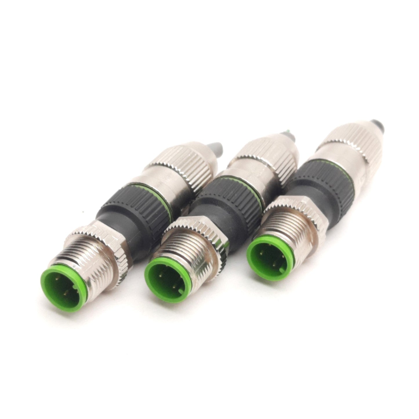 Used Lot of 3 L-Com M12FT4AM Field Wireable Connector, M12 4-Pin Male, 32V 4A, A-Code