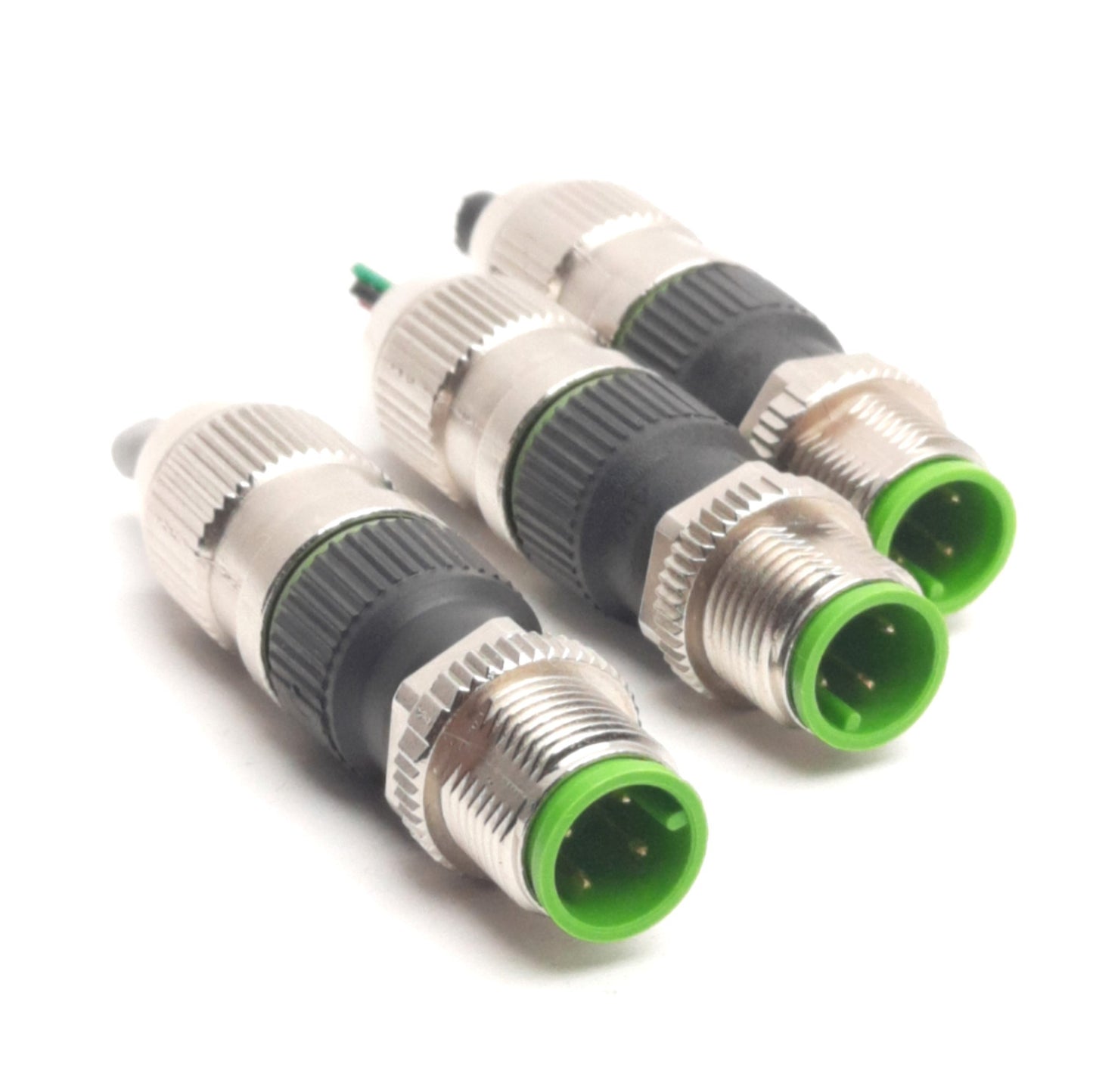 Used Lot of 3 L-Com M12FT4AM Field Wireable Connector, M12 4-Pin Male, 32V 4A, A-Code