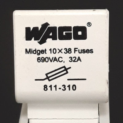 New Lot of 7 WAGO 811-310 2-Conductor Fuse Holder, Single Level, 690V 32A, DIN Rail