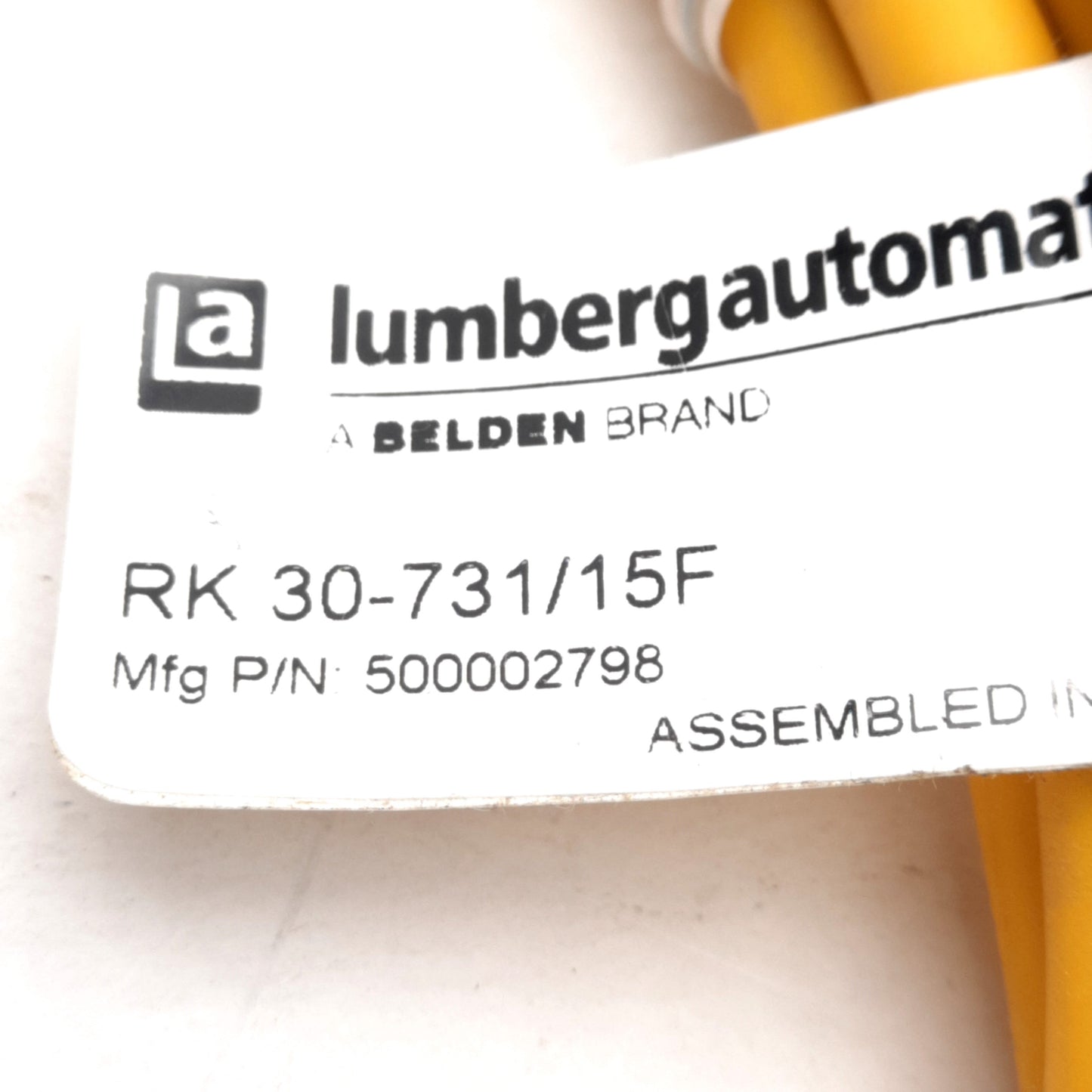 New – Open box Lumberg RK 30-731/15F Cordset, Mini 7/8in Female Straight 3-Pin, 300V 8A