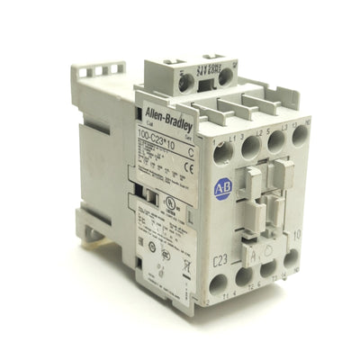 Used Allen Bradley 100-C23KJ10 IEC Contactor, 3-Ph & NO Aux, 600V 30A, 24VAC Coil