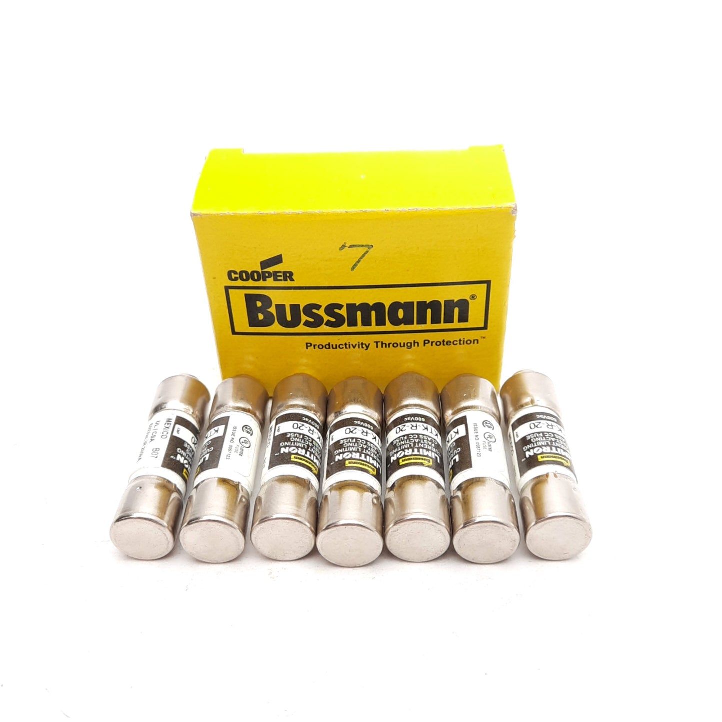 New – Open box Lot of 7 Bussmann KTK-R-20 Limitron Fast-Acting Fuse, Class CC, 600VAC 20A
