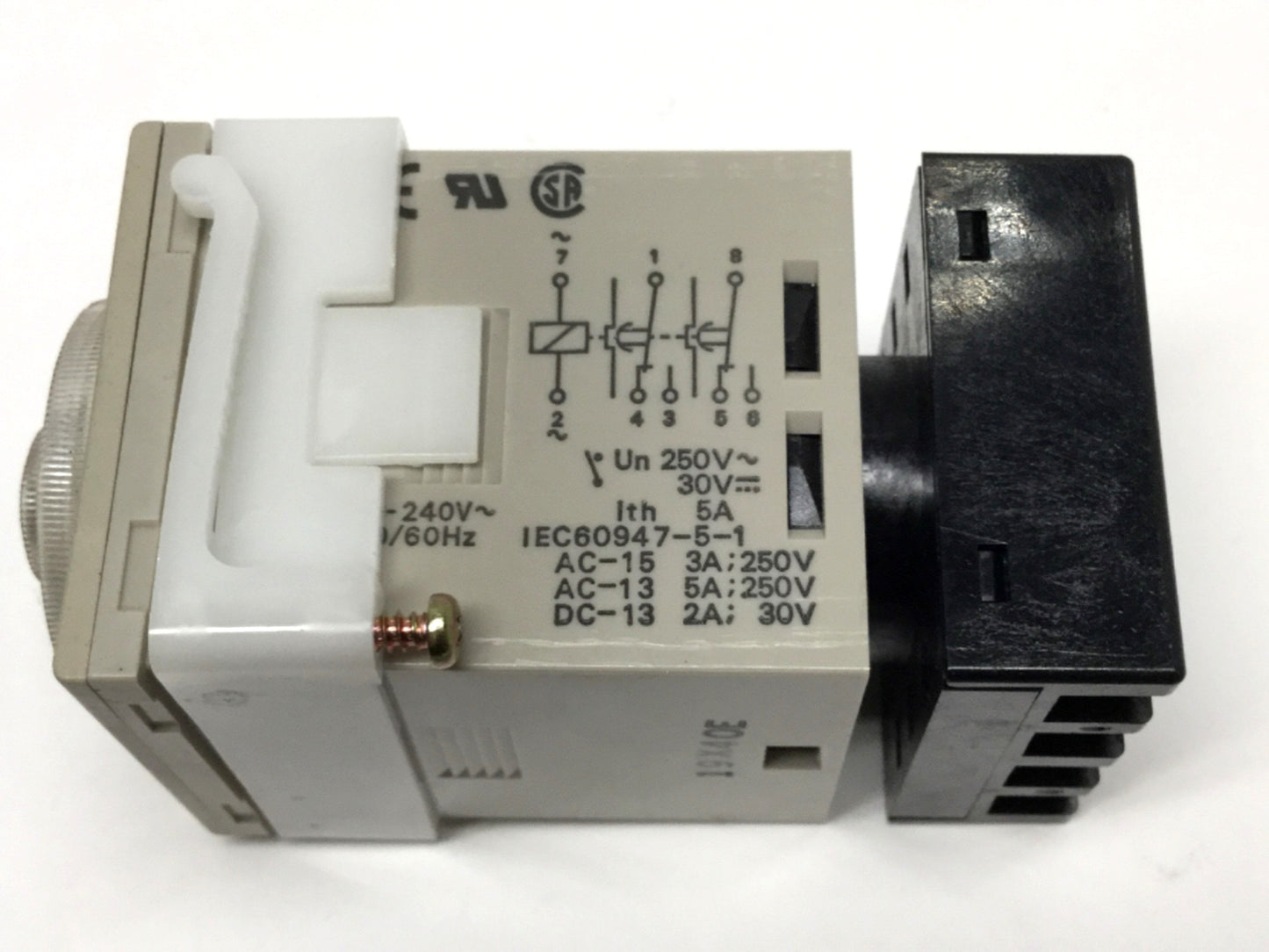 Used Omron H3CR-F8 Twin Timer Relay DPDT 100-240VAC, 5A 250VAC, 0.05s-300h, 8-Pin
