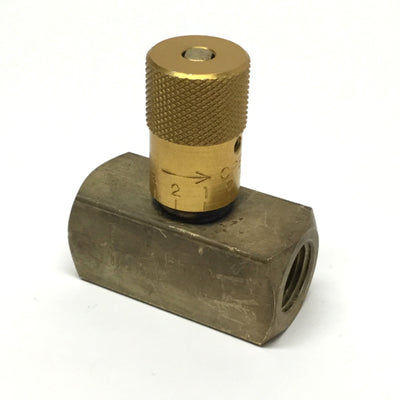 Used Deltrol EN30B Easy Read Brass Flow Control Needle Valve 28gpm, 2000psi, 1/2" NPT