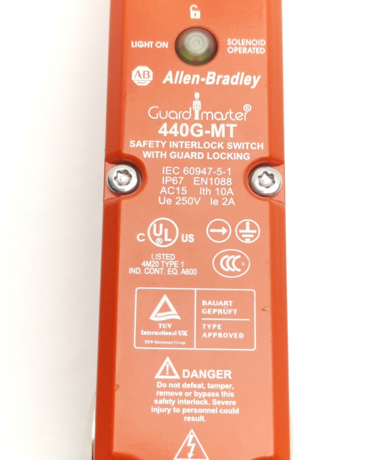 Used Allen Bradley 440G-MT47049 Guardmaster Safety Interlock Switch 2NC/2NO, 24VAC/DC