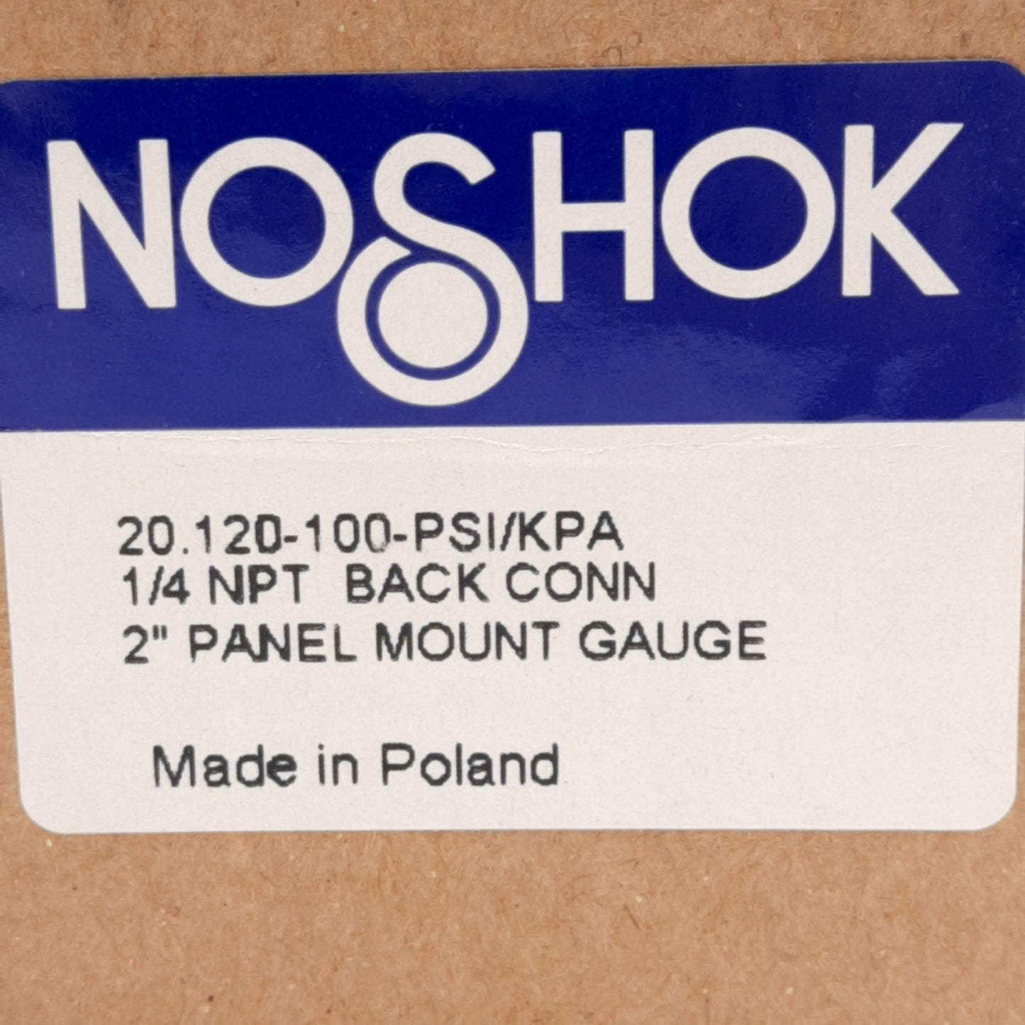 New NOSHOK 20-120-100-PSI/KPA Pressure Gauge, 0-100PSI, 1/4in NPT Male, ø2in
