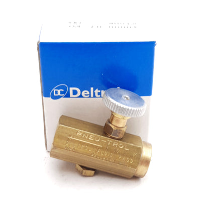 New Deltrol F10BK Flow Control Valve, 1/8in NPTF, Brass, 2000psi, 1.5gpm, 0.23 Cv