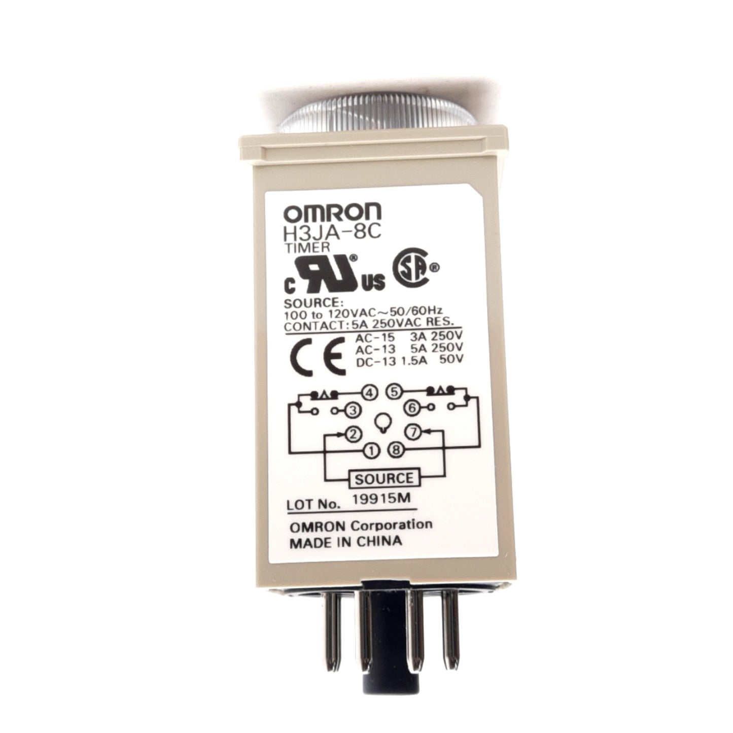 Used Omron H3JA-8C Solid State Timer, 5s Time, 100-120VAC Supply, 250VAC 5A Contact