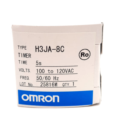 Omron H3JA-8C Solid State Timer, 5s Time, 100-120VAC Supply, 250VAC 5A Contact