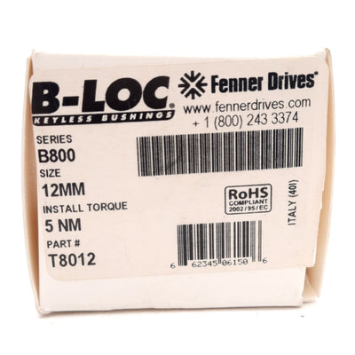 New B-LOC T8012 Locking Device, 12mm ID, 18mm OD, 58Nm Torque, M4x10 Screws, Steel
