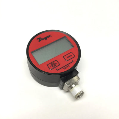 Used Dwyer DPGA-08 Digital Air/Gas Pressure Gauge 0-100psi, 1/4" NPT, 4-Digit LCD
