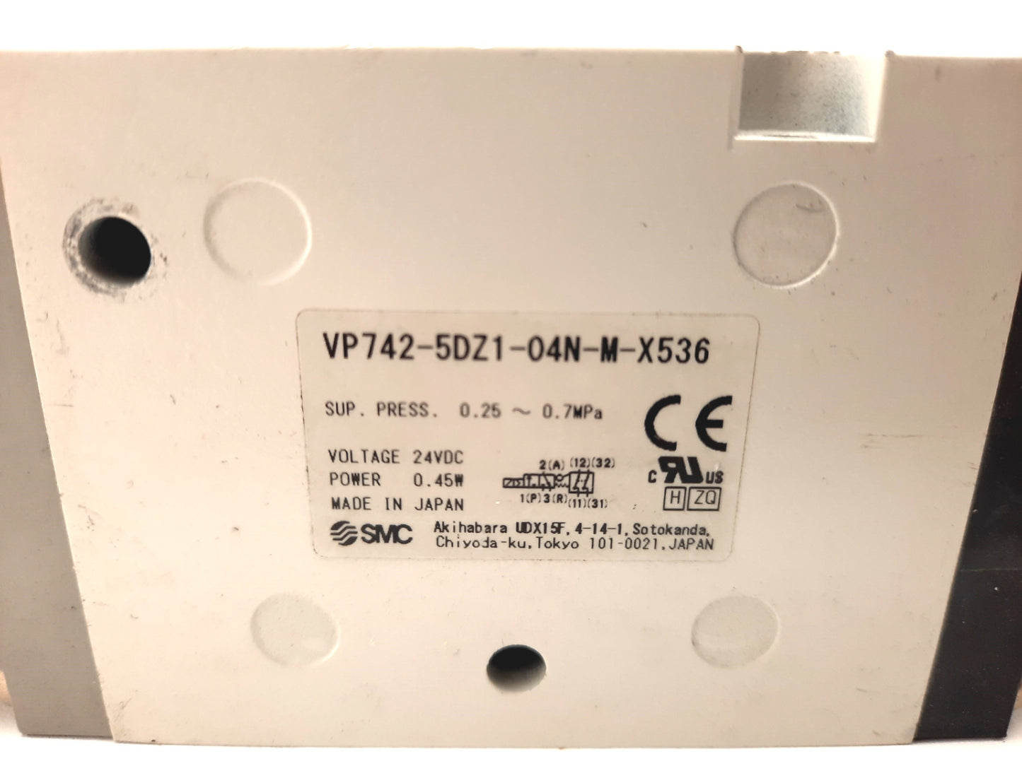 Used SMC VP742-5DZ1-04N-M-X536 3 Port solenoid Valve 1/2" NPT 0.25-0.7MPa