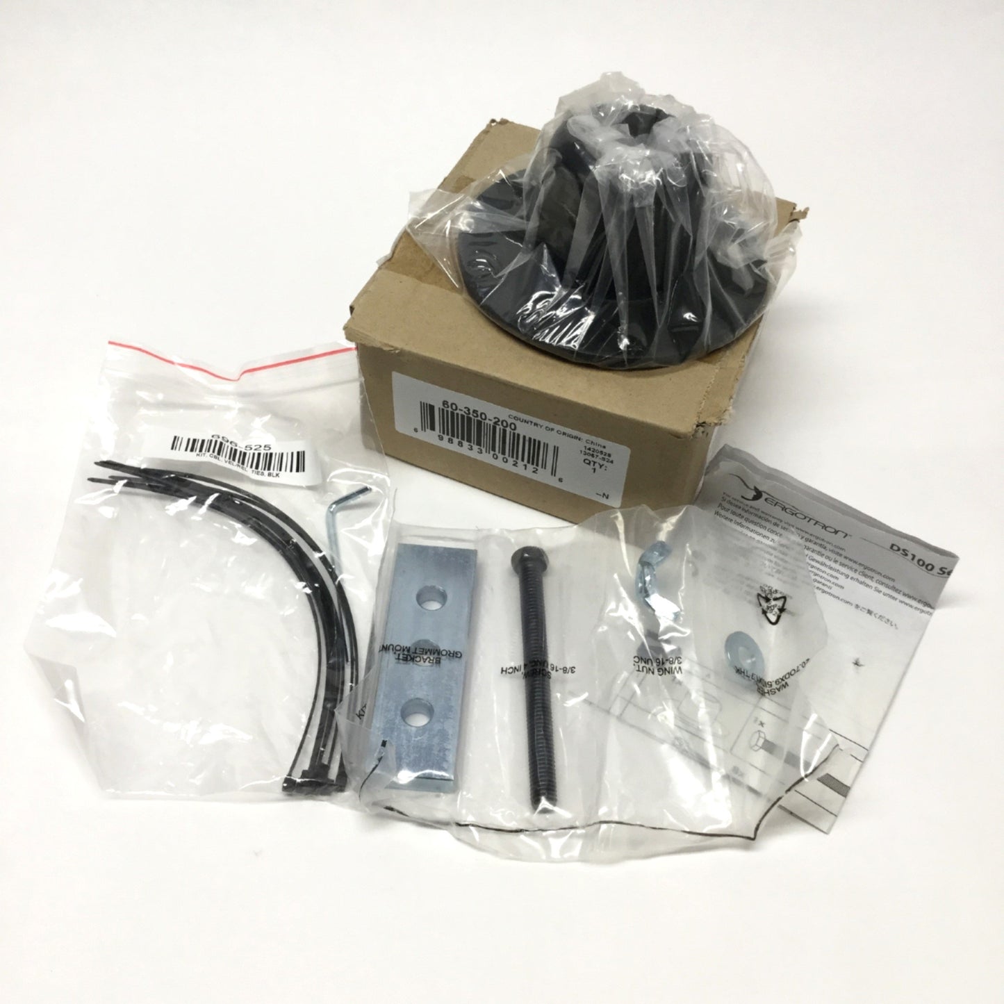 Open box Ergotron 60-350-200 DS100 Mounting Bracket Base, Black, For 1.5" Diameter Pole