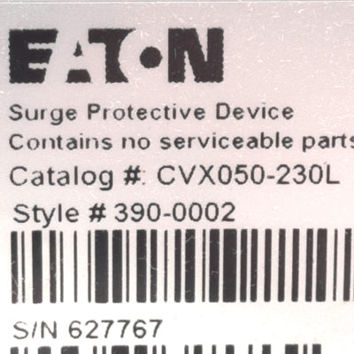 New Eaton CVX050-230L Protective Surge Device Single-Phase 277VAC 20kA 3/4in Fitting