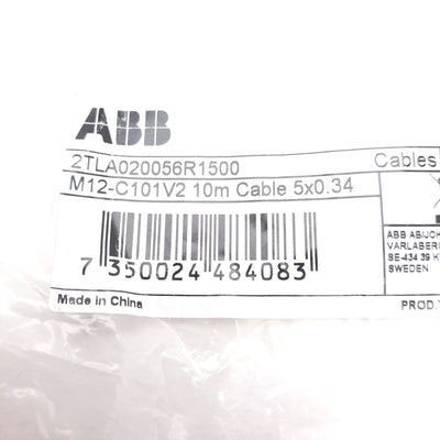 New ABB 2TLA020056R1500 M12-C101V2 Sensor Cable, M12 5-Pin Female Right-Angle, 10m
