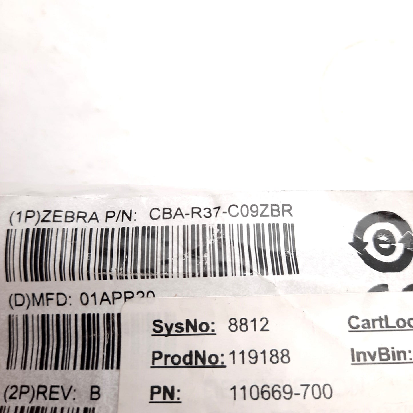 New Zebra CBA-R37-C09ZBR Barcode Scanner Cable, DB-9 RS-232 Female to RJ45, 9ft