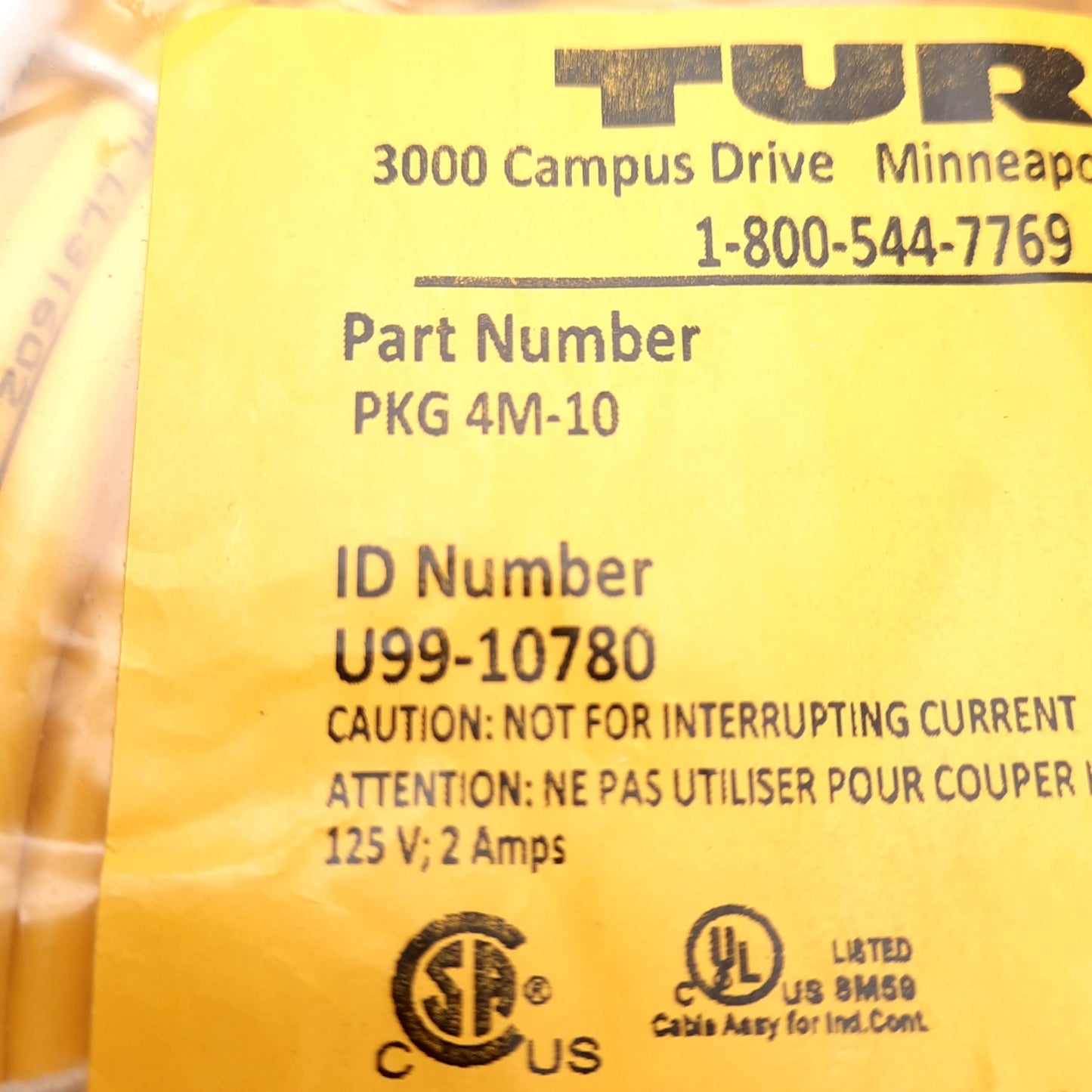 New Turck PKG 4M-10 Picofast Cordset, M8 4-Pin Female Straight to Flying Leads, 10m