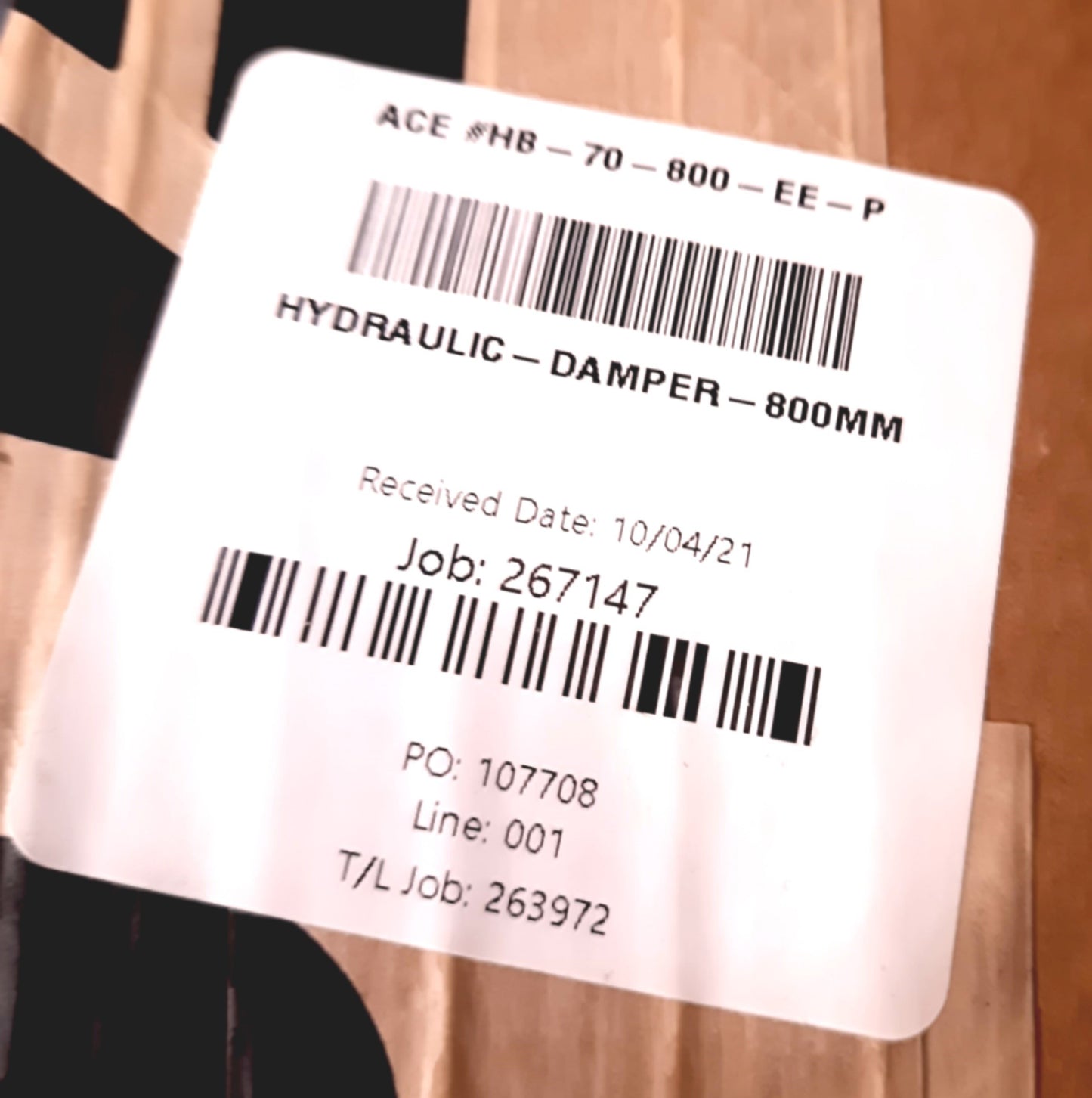 New ACE HB-70-800-EEP Hydraulic Damper 31" Stroke, 68.15" Extended, 2,271Lbs Max