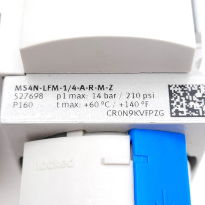 New – Open box Festo MS4N-LFM-1/4-A-R-M-Z Fine Filter 0.01-1µm, 0-14bar, 54-360l/min, 1/4in NPT