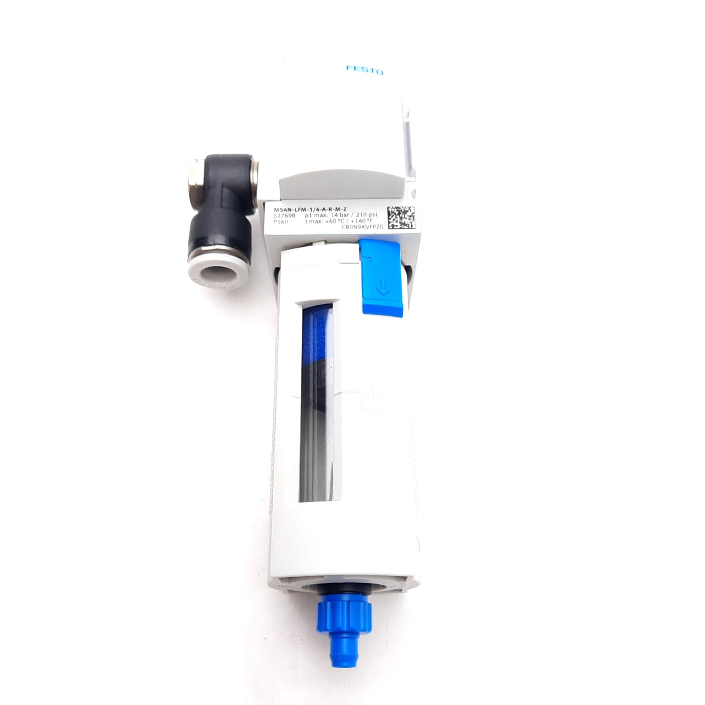 New – Open box Festo MS4N-LFM-1/4-A-R-M-Z Fine Filter 0.01-1µm, 0-14bar, 54-360l/min, 1/4in NPT