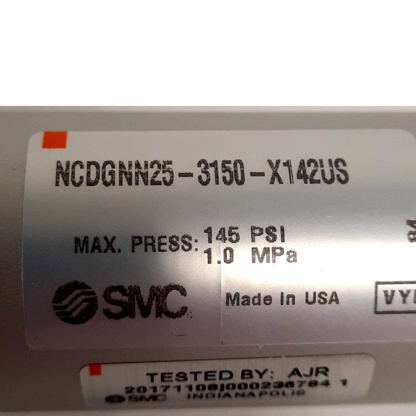 New SMC NCDGNN25-3150-X142US Round Body Cylinder, ø25mm Bore, 31.5in Stroke, NPT 1/8