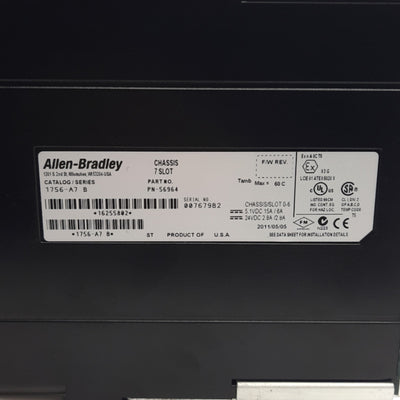Used Allen Bradley 1756-A7 ControlLogix 7-Slot PLC Chassis Rack Back Plane Sub Panel
