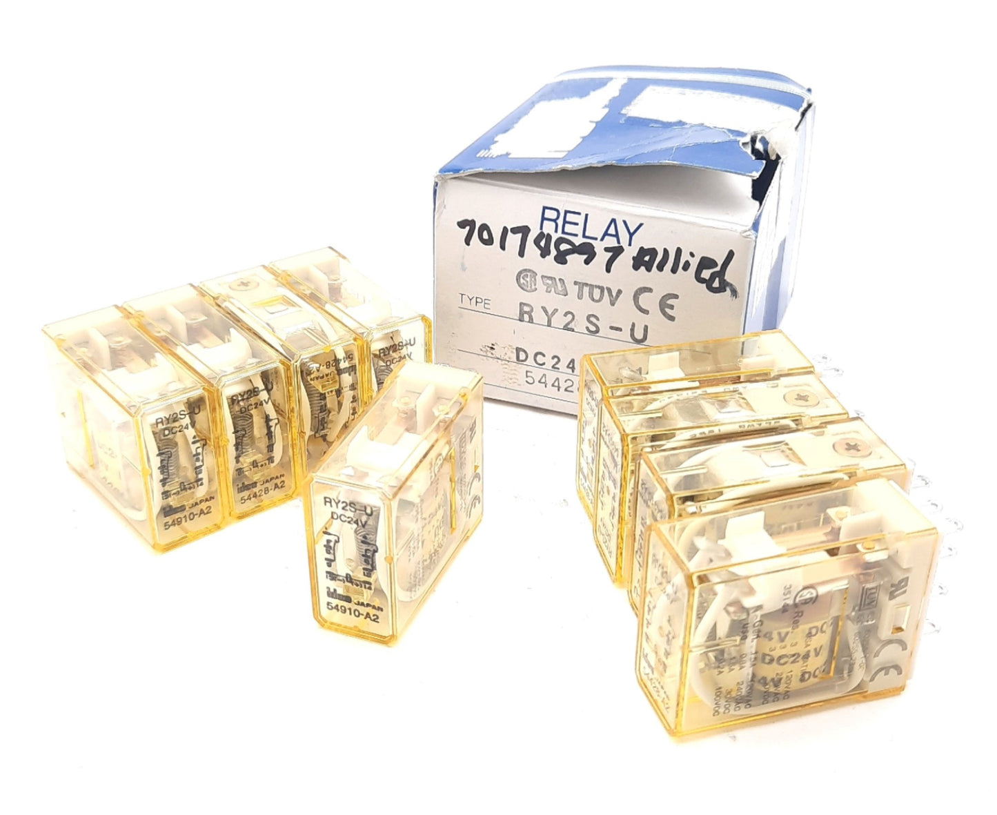 New – Open box Lot of 9 Idec RY2S-U Ice-Cube Control Relays, 2-Pole, 24VDC Coil, 240VAC 3A DPDT