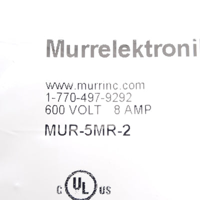 New Lot of 2 Murrelektronik MUR-5MR-2 Male Receptacle to Flying Leads, 5-Pin 600V 8A