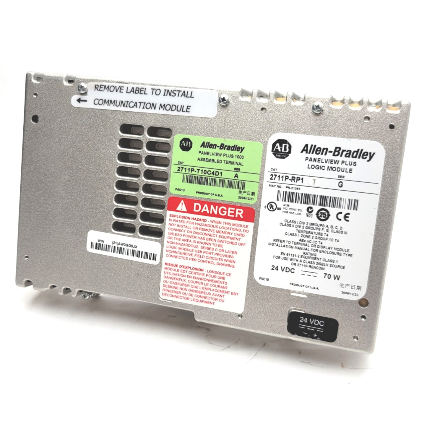 Used Allen Bradley 2711P-RP1 Ser G PanelView Plus Logic Module 24VDC, 64MB RAM