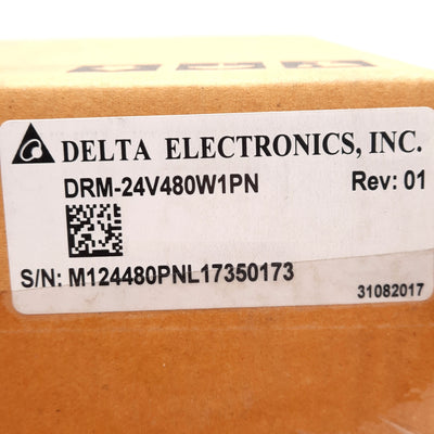 New Delta DRM-24V480W1PN Power Supply, 24V 20A 480W 1-Phase Output, 100-240VAC Input