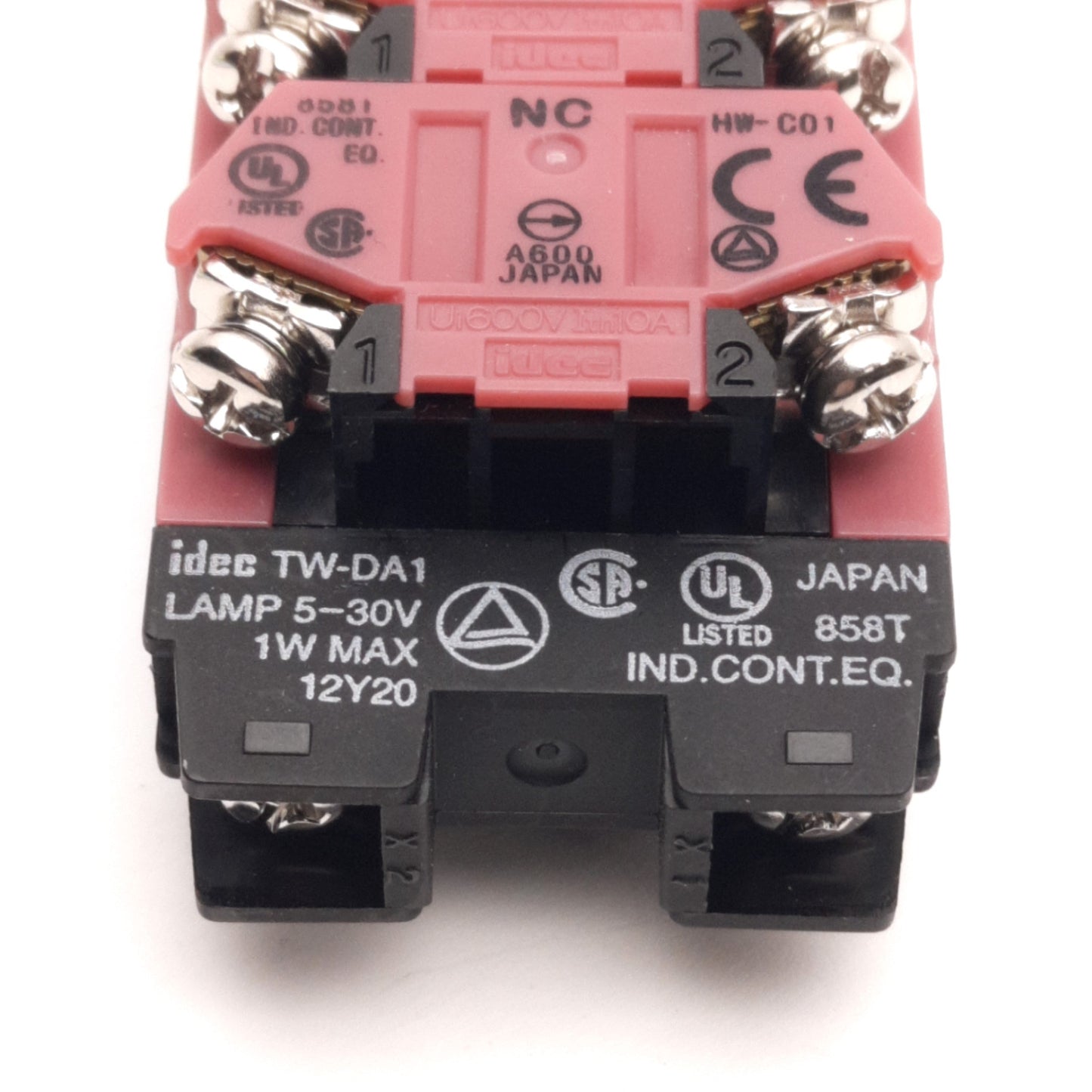 Used Idec AVW000 Emergency E-Stop Illuminated Pushbutton Switch, 2NO-2NC, *Crack*