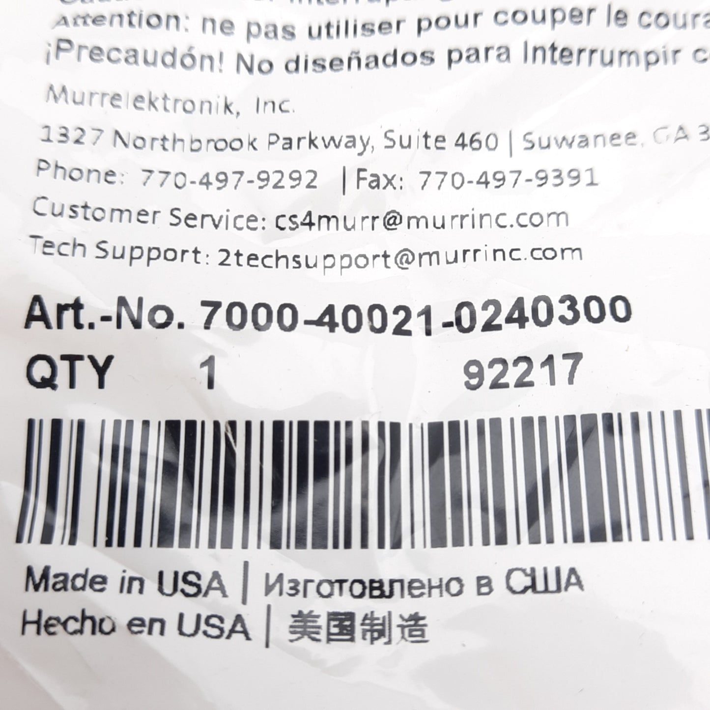 New Lot of 2 Murrelektronik 7000-40021-0240300 M12 Extension Cable, 4-Pin, 250V 4A