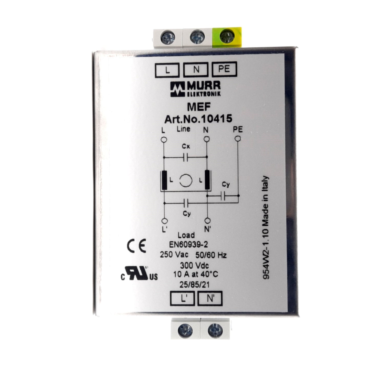 New Murrelektronik 10415 MEF EMC-Filter, 250VAC/300VDC 10A, 5mA @ 250VAC Leakage